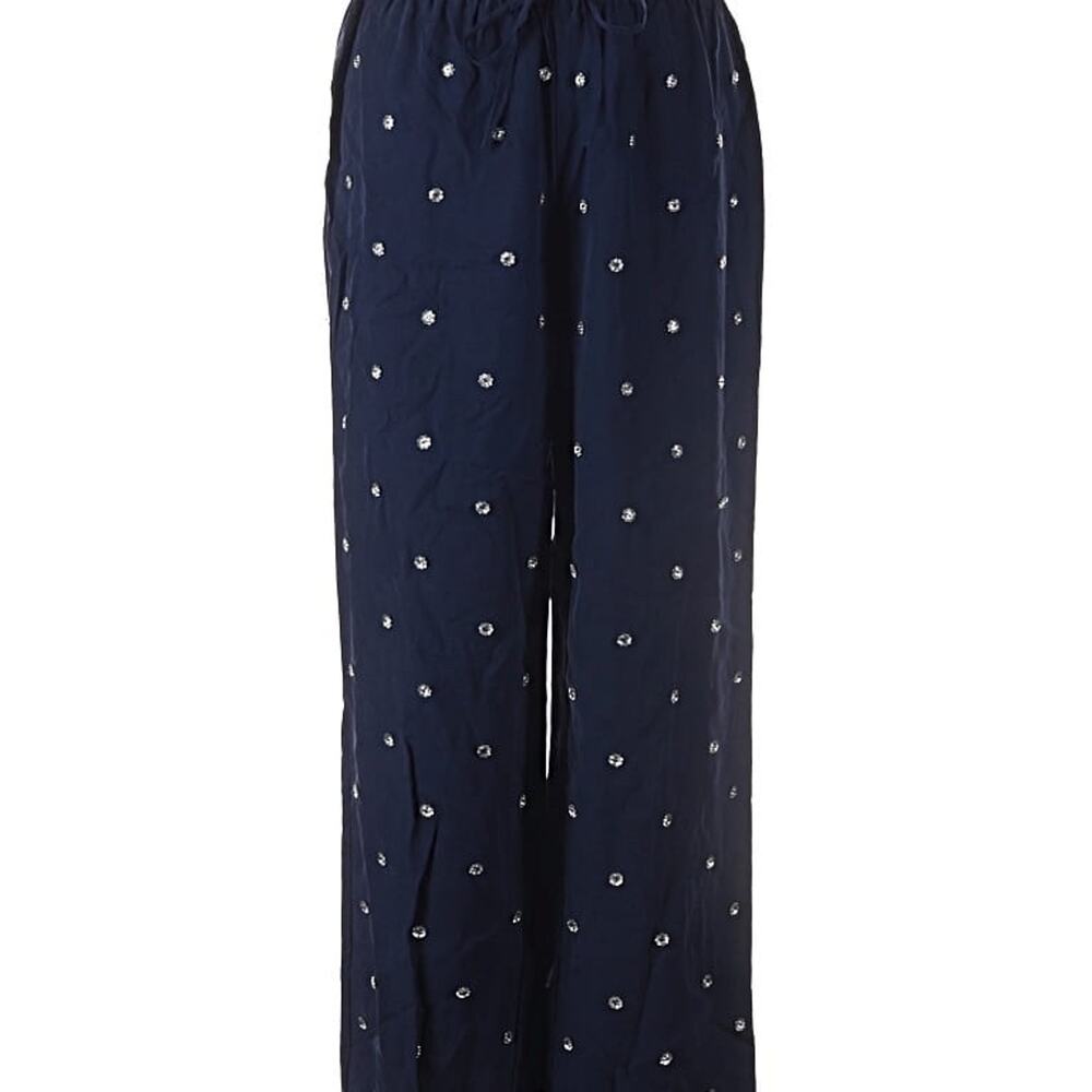 Hill House Home Navy Phoebe Pant Jewel Embellished Rhinestone Size M EUC